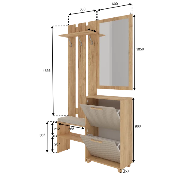 Прихожая Ньерд дуб вотан/ива пепельная