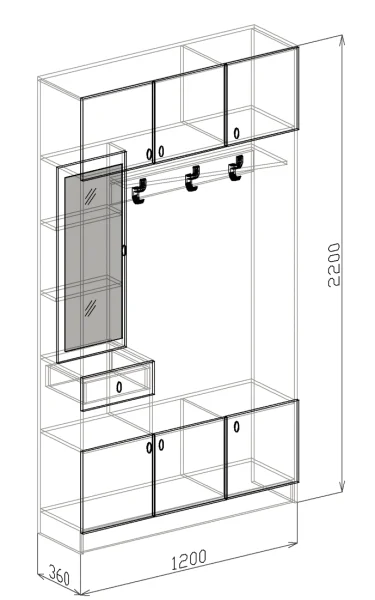 Прихожая Вега-3 гикори джексон/рельеф пастель