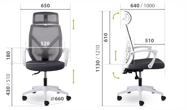 Кресло Астон М-711 Black с подголовником белый/темно-серый