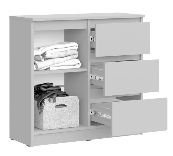 Комод Челси 800 (3 ящика 1 дверь) белый глянец