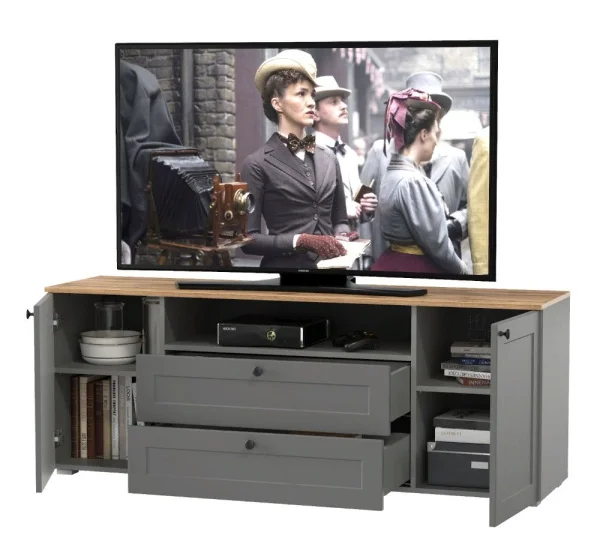 Тумба под ТВ Остин 16.47 серый графит/дуб крафт золотой