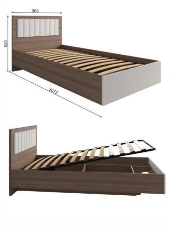 Кровать односпальная Роза 90 орех франклин/белый софт