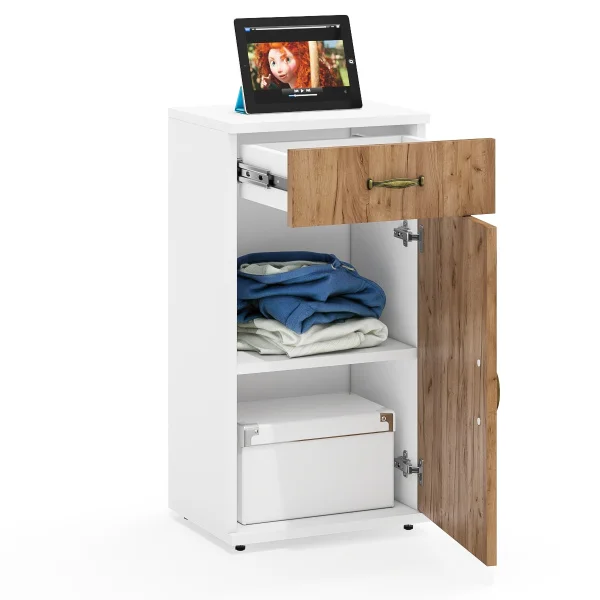 Тумба Лидер-8 МД 3.15 белый шагрень/крафт золото