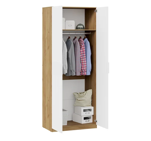 Шкаф для одежды Хилтон дуб крафт золотой/белый матовый