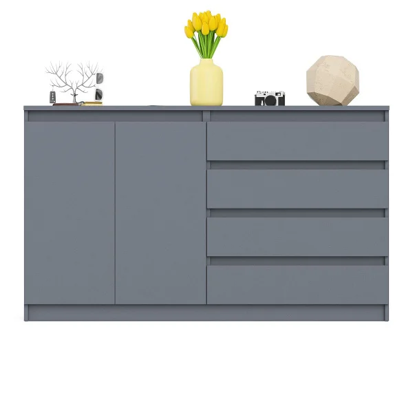 Комод широкий четыре ящика и две дверки МК 1600.1 графит
