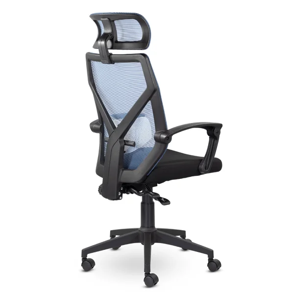 Кресло Астон М-711 Black с подголовником голубой/черный