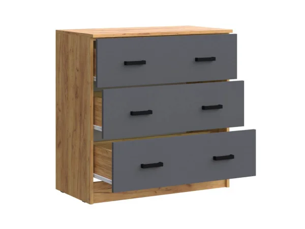 Комод Бася 3 ящика дуб крафт/графит