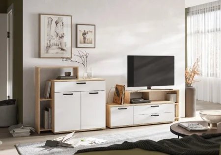 Тумба под ТВ Санса ТВ-01 дуб сонома/белый