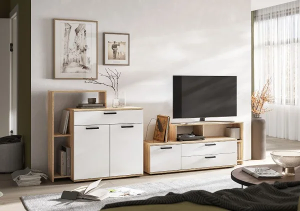 Тумба под ТВ Санса ТВ-01 дуб сонома/белый