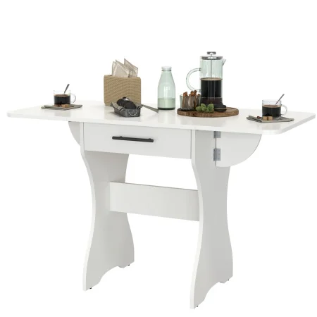 Стол обеденный раскладной с ящиком 6-02.120 белый