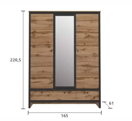 Шкаф Лофт SZF3D2S дуб вотан/черный