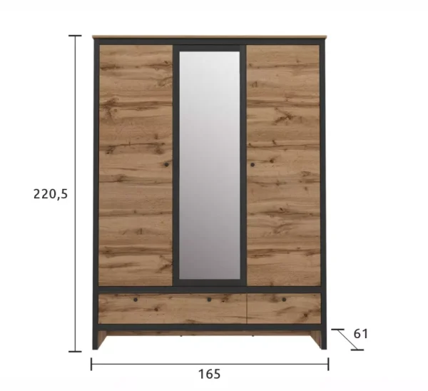 Шкаф Лофт SZF3D2S дуб вотан/черный