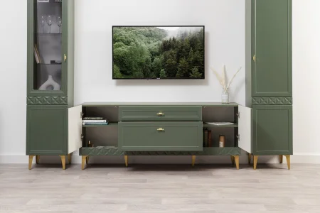 Тумба ТВ Марион 16.167 дымчатый зеленый/олива шагрень