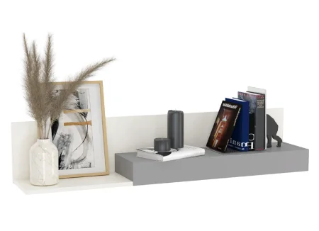 Полка Торонто 16.475 белый шагрень/стальной серый