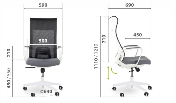 Кресло Рекорд М-878 белый/серый
