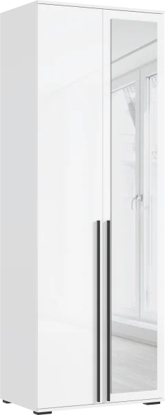 Шкаф 2-х створчатый с зеркалом Норд 800 белый/белый глянец