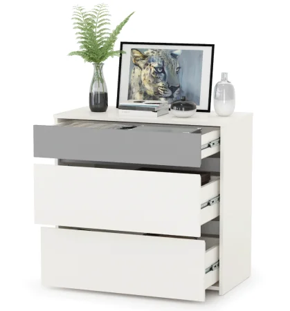 Комод Торонто 13.321 белый шагрень/стальной серый