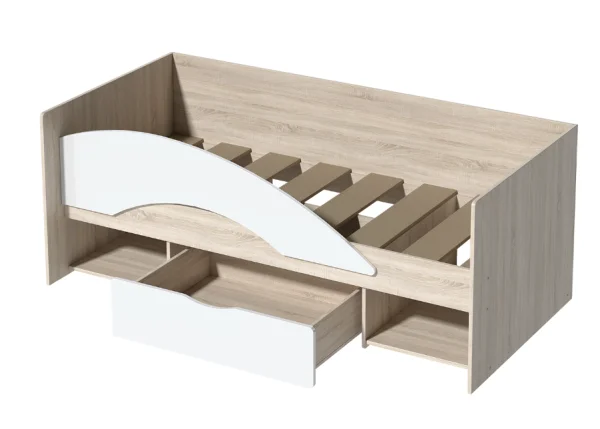 Кровать с бортиком Галактика дуб сонома/белый глянец