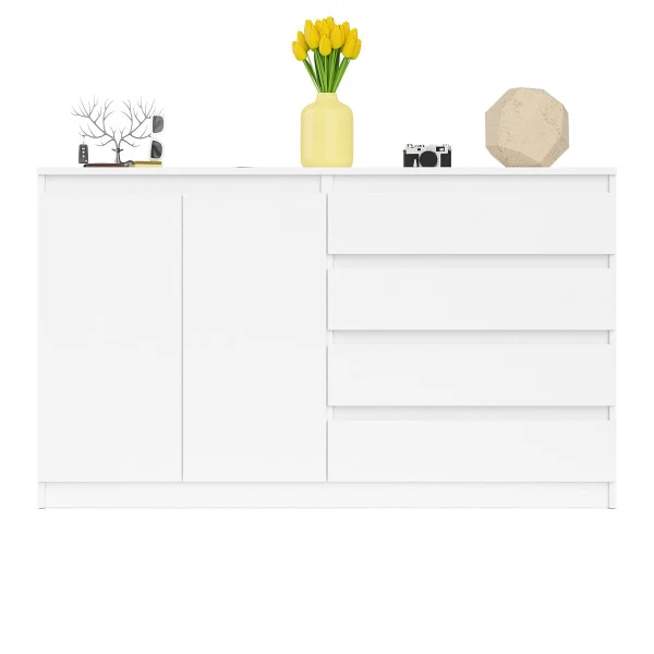 Комод широкий четыре ящика и две дверки МК 1600.1 белый