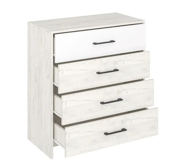 Комод Дублин КМ4Я-800 дуб крафт белый/белый