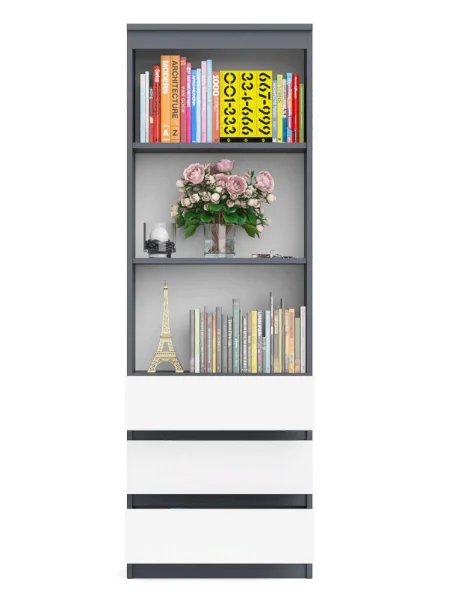 Стеллаж с ящиками МСТ 600.3 графит/белый