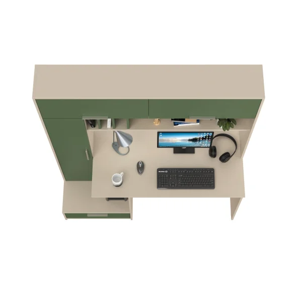 Стол письменный Лайт 03.243 сатин/дымчатый зелёный