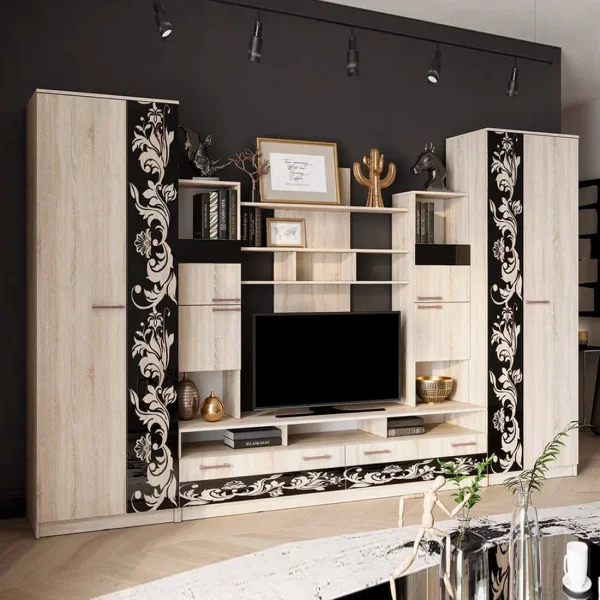 Гостиная Багира дуб сонома/стекло каштан