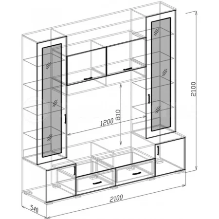 Витрина Кельн №1 белый/белый софт