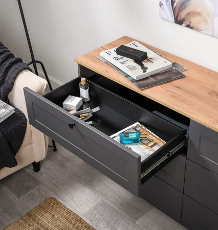 Комод Остин 16.240 серый графит/дуб крафт золотой