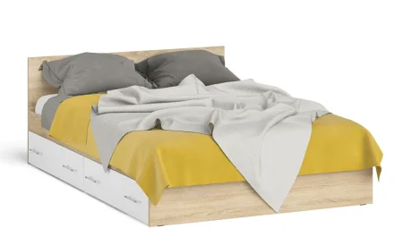 Кровать Мори с ящиками дуб сонома/белый