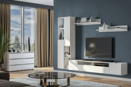 Тумба для телевидеоаппаратуры Токио белый текстурный