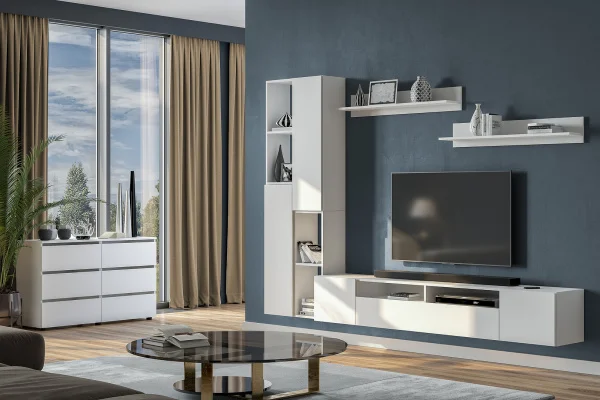 Тумба для телевидеоаппаратуры Токио белый текстурный Тумба для телевидеоаппаратуры Токио белый текстурный