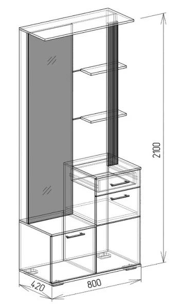 Зеркало Твист №4 дуб бунратти/графит софт