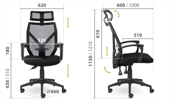 Кресло Астон М-711 Black с подголовником голубой/черный