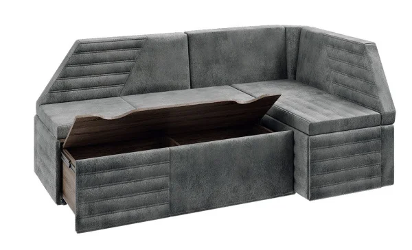 Скамья угловая со спальным местом Лондон дуб сонома трюфель, велюр серый