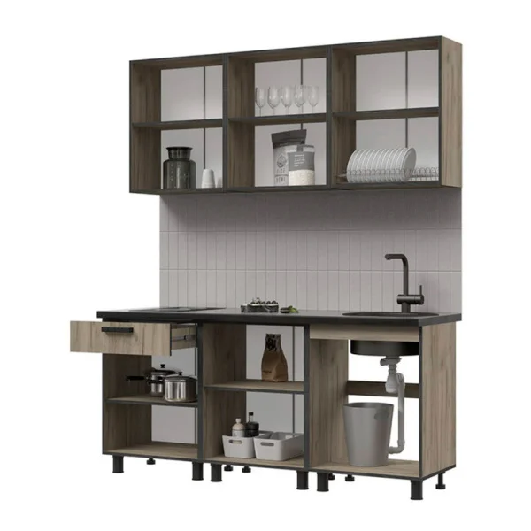 Кухня Эдинбург 1.8 железный камень/дуб крафт серый