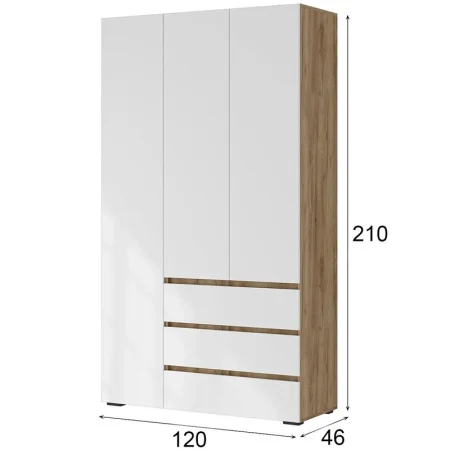 Шкаф 3-х створчатый Хелен ШК-06 дуб крафт золотой/белый