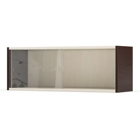 Полка книжная со стеклом КН 01 венге/белый