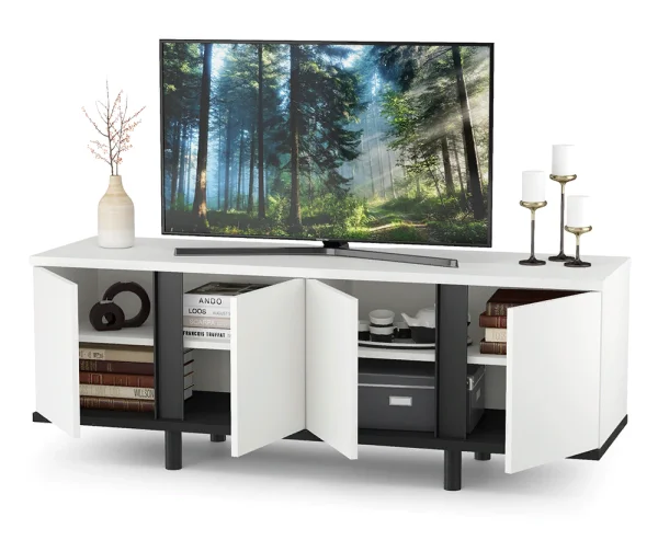 Тумба под ТВ Квадро 13.276 белый шагрень/чёрный