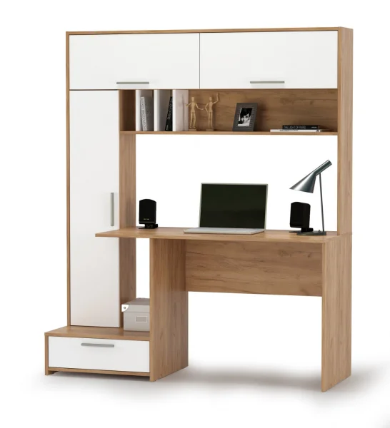 Стол письменный Лайт 03.243 дуб крафт золотой/белый