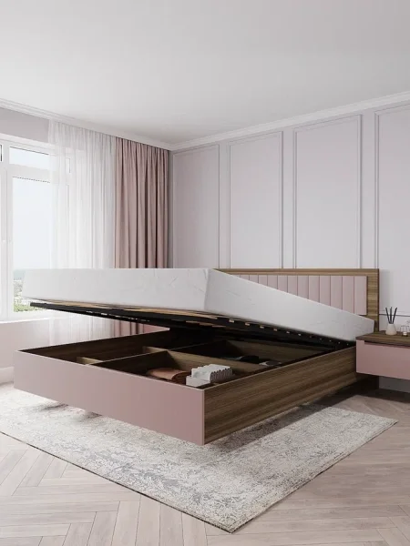 Кровать Роза 160 орех франклин/пудра скин тренто