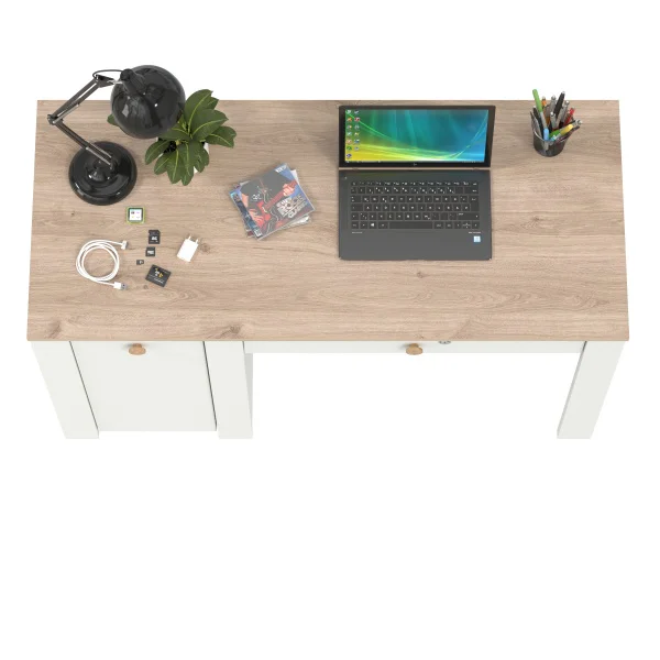 Стол письменный Джастин 12.154 белый шагрень/дуб белый