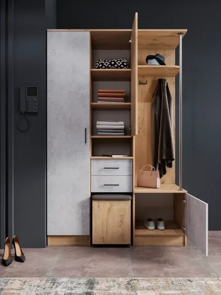 Прихожая Дуся 1.3 дуб бунратти/цемент