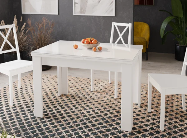 Стол обеденный Норман тип 1 белый/стекло белый глянец