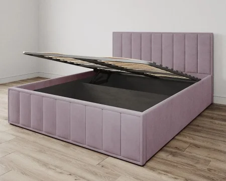 Кровать Лана 140х200 с подъемным механизмом, велюр пудра