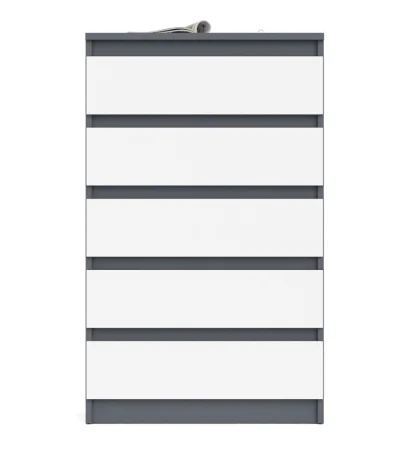 Узкий комод пять ящиков МК 700.5 графит/белый