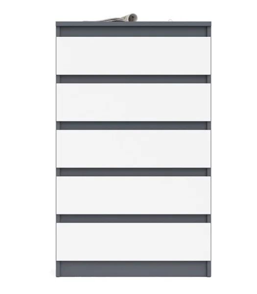 Узкий комод пять ящиков МК 700.5 графит/белый