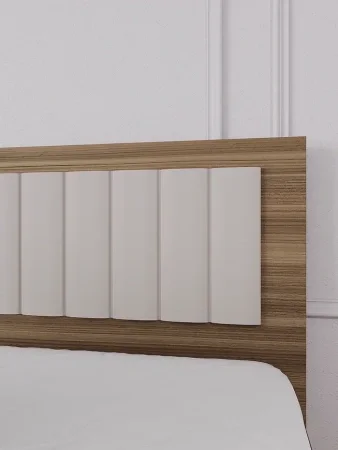 Кровать Роза 160 орех франклин/бежевый скин тренто