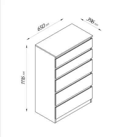 Комод Кастор 5 ящиков дуб сонома