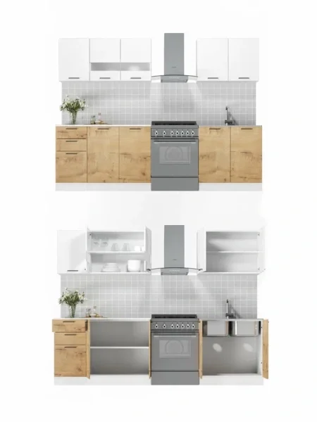 Кухня Дуся 2.0 белый/дуб бунратти